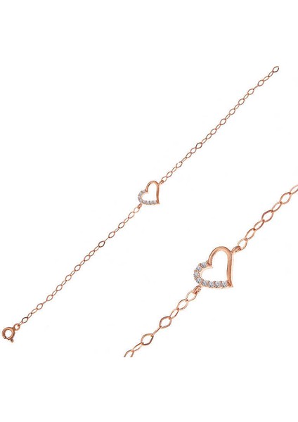 Gümüş Rose Kalp Kadın Bileklik