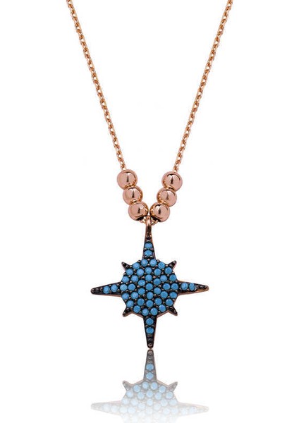 Gümüş Mavi Yıldız Bayan Kolye