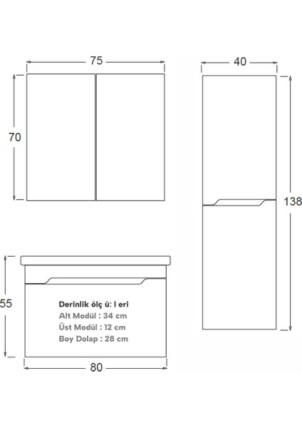 Mılano Boy Dolabı modelleri