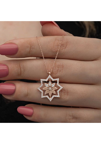 Gümüş Rose Kar Tanesi Kadın Kolye