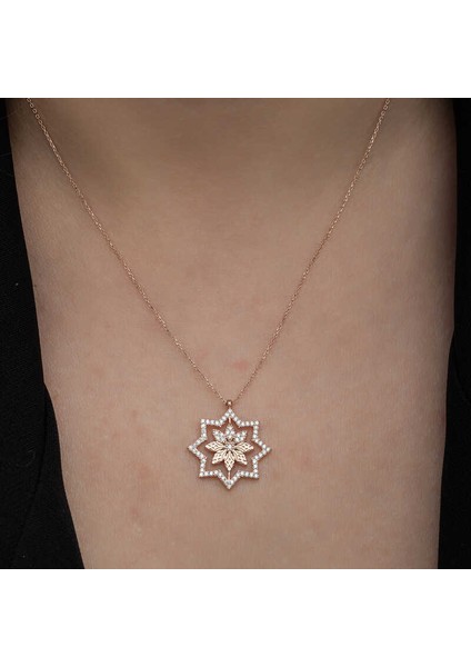 Gümüş Rose Kar Tanesi Kadın Kolye
