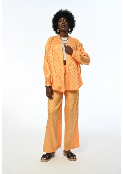 Kadın Oversıze Kalıp Kareli Jakarlı Kimono modelleri