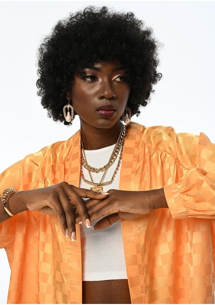 Kadın Oversıze Kalıp Kareli Jakarlı Kimono fırsatları