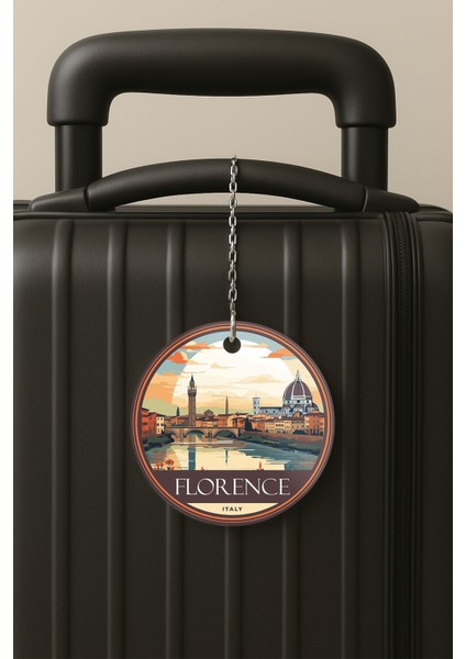 Floransa Desenli Uv Baskılı Pleksi Bavul Etiketi Seyahat Tatil Valiz Etiketi