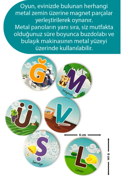 ABC123 + Metal Kutu | Magnet Oyun | Alfabe | 29 Harf | 11 Rakam | 50 Parça modelleri