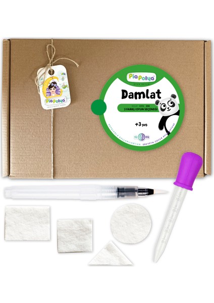 Oyun Kutum Damlat | 6 Renk Parmak Boya | Boya Önlüğü | Damlalık | Tutkal | Fırça | Oynar Göz