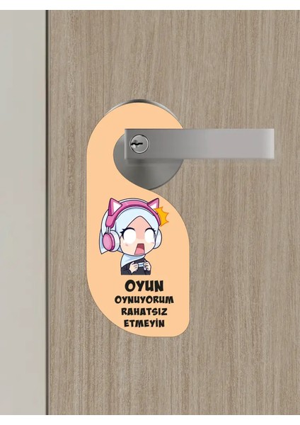 Oyun Oynuyorum Kız Kapı Askısı Kapı Uyarı Levhası