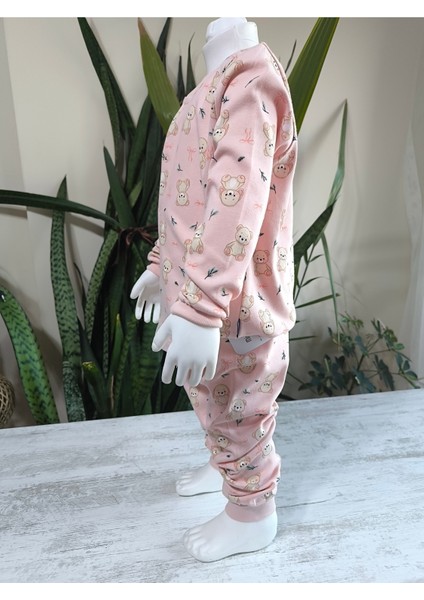 Kız-Erkek Bebek- Çocuk Pijama Takımı %100 Pamuk Uzun Kollu Önü Çıtçıtlı Mevsimlik