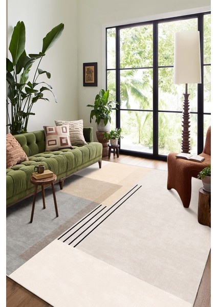 Yeni Desen Yıkanabilir Kaymaz Tabanlı Bohem Tarz Dijital Baskı Salon Halısı, Yumuşak Dokulu Lüks Halı Modeli ve 40 x 60 Bej Renk Dikdörtgen Halı