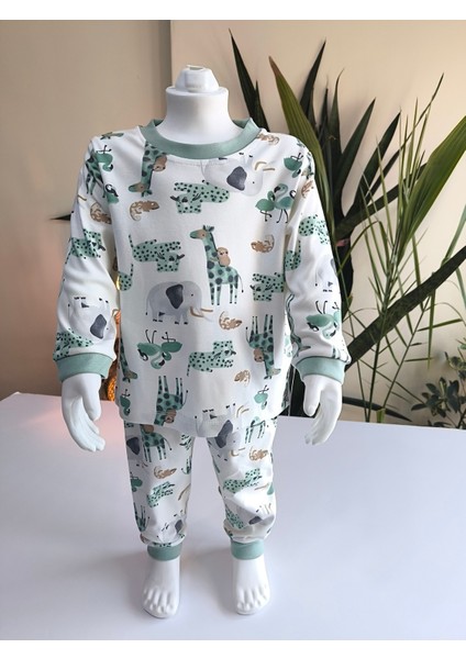 Kız-Erkek Bebek- Çocuk Pijama Takımı %100 Pamuk Uzun Kollu Yuvarlak Yaka Mevsimlik