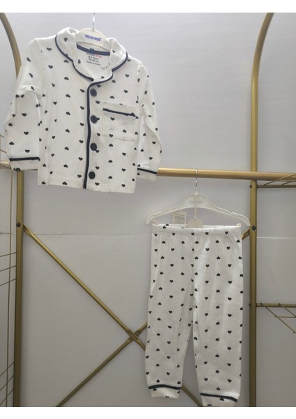 Kız Çocuk Pijama Takımı Pamuklu Kalpli modelleri