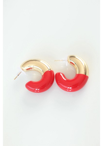 CCB Kırmızı Gold Çift Renk Küpe - TJ-BKP8869 fiyatları