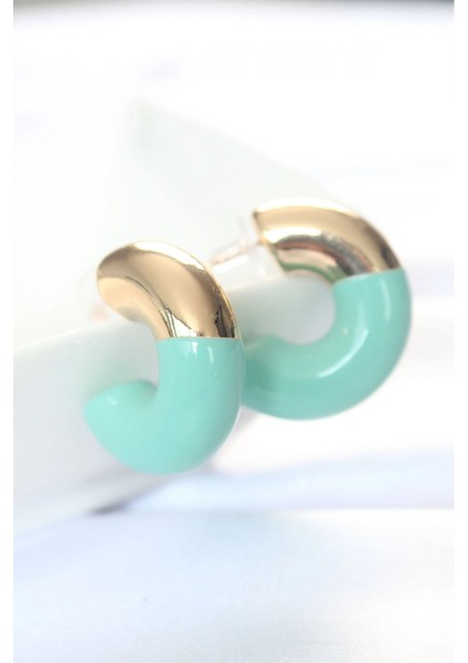 CCB Turkuaz Gold Çift Renk Küpe - TJ-BKP8871