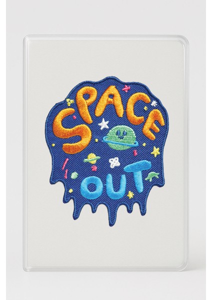 Şeffaf Pasaport Kılıfı Kalın Mikron Kart Bölmeli Desenli Pasaport Kabı - Space Out