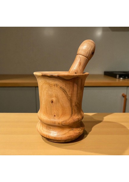 🌸✨ El Yapımı Erik Ağacından Ahşap Havan