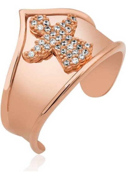 Gümüş Rose Melek Desenli Eklem Yüzük