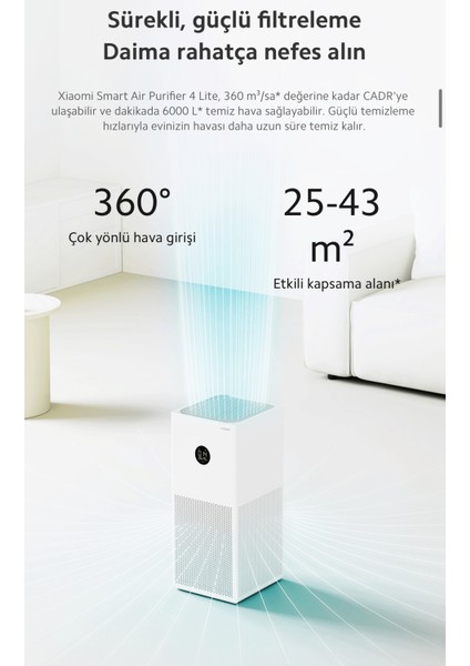 43M2 Etkili Hava Temizleyici | 3 Katmanlı Güçlü Filtreleme Sistemi | Alerjen Giderme + Xiaomi Hava Nemlendirici