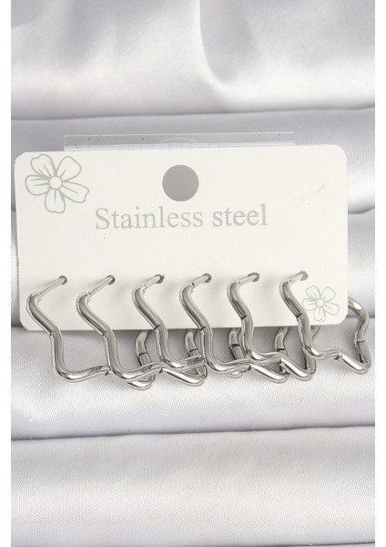 316L Çelik Gümüş Renk Yıldız Model Kadın Küpe Seti - TJ-BKP10351