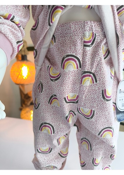 Kız-Erkek Bebek- Çocuk Pijama Takımı %100 Pamuk Uzun Kollu Önü Çıtçıtlı Mevsimlik