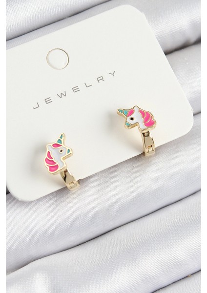 Pirinç Unıcorn Model Gold Renk Çocuk Küpe - TJ-BKP10905