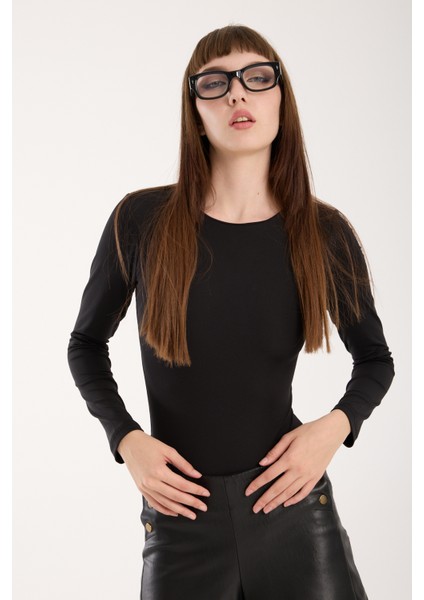 Bisiklet Yaka Altdan Çıt Çıtlı Body - Çıtçıtlı Body Uzun Kol fırsatları