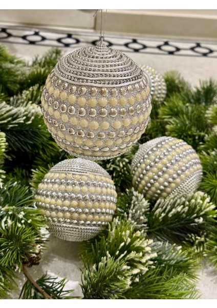 12 cm Lüks Tasarım Taşlı Yılbaşı Top Süs 12 cm