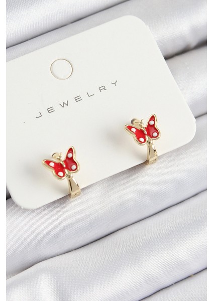 Pirinç Kelebek Model Gold Renk Çocuk Küpe - TJ-BKP10907