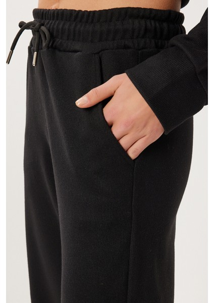 Kapüşonlu Fermuarlı Örme Alt-Üst Takım LCI0049 Siyah indirimleri