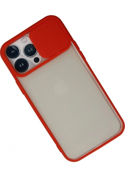 iPhone 13 Pro Max Kılıf Palm Buzlu Kamera Sürgülü Silikon - Kırmızı (K95) modelleri