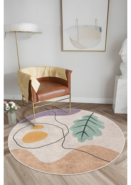 Yeni Desen Yıkanabilir Kaymaz Tabanlı Bohem Tarz Dijital Baskı Salon Halısı, Yumuşak Dokulu Lüks Halı Modeli ve 50 x 50 Bej Renk Yuvarlak Halı modelleri