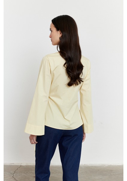Yandan Bağlamalı Poplin Gömlek Sarı fırsatları