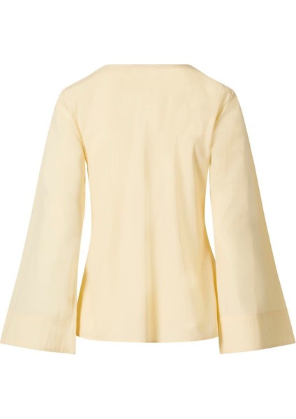 Yandan Bağlamalı Poplin Gömlek Sarı