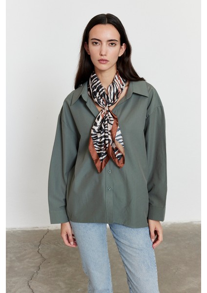 Oversize Poplin Gömlek Haki