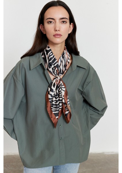 Oversize Poplin Gömlek Haki indirimleri