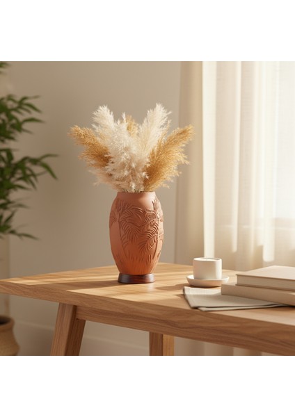 Pamore Dekoratif Vazo - Kahverengi / Ahşap Tabanlı fiyatları