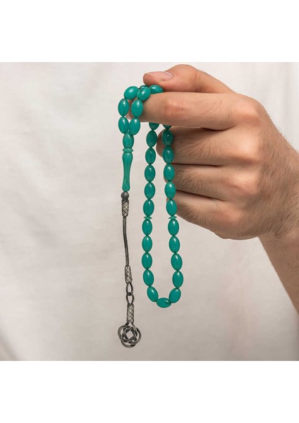 Gümüş Kazaz Püsküllü Sıkma Kehribar Tesbih fiyatları