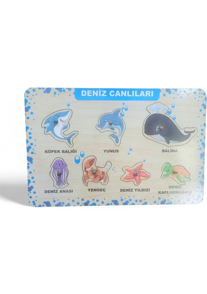 Ahşap Tutmalı Eğitici Yapboz Bultak Puzzle Deniz Canlıları