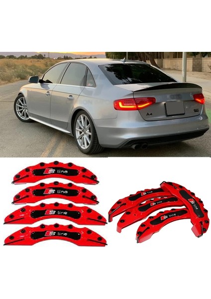 Audi A4 S Line Kırmızı 17-18-19 Janta Uyumlu 4.lü Kaliper Kapagı