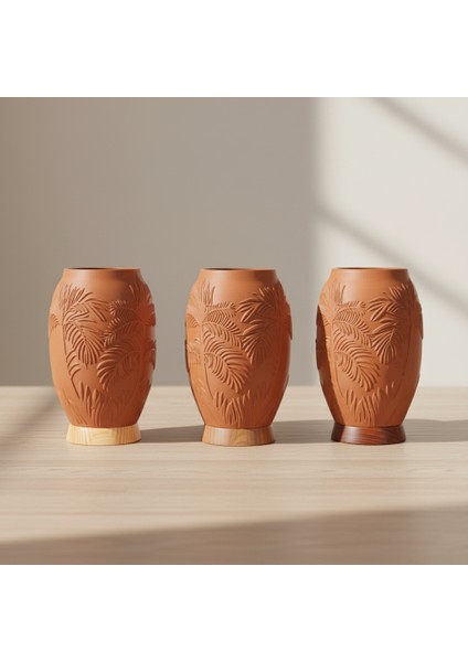 Pamore Dekoratif Vazo - Kahverengi / Ahşap Tabanlı indirimleri