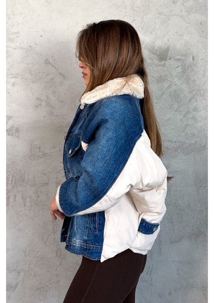 Kadın Yaka Kürklü Kot Mont 99424 fiyatları