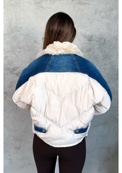 Kadın Yaka Kürklü Kot Mont 99424 modelleri