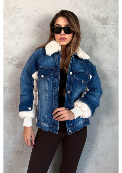 Kadın Yaka Kürklü Kot Mont 99424 indirimleri