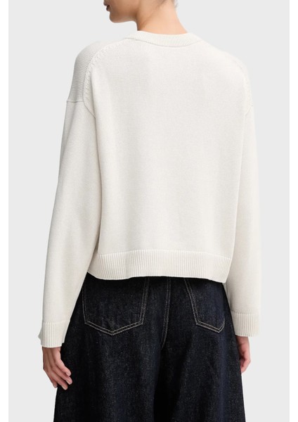 Logolu Pamuklu Relaxed Fit Bisiklet Yaka Örme Kazak LV047D304G67U Bayan Kazak LV047D304G 67U fiyatları