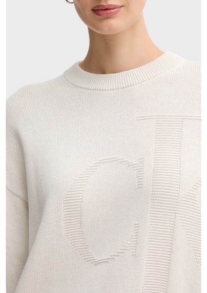 Logolu Pamuklu Relaxed Fit Bisiklet Yaka Örme Kazak LV047D304G67U Bayan Kazak LV047D304G 67U modelleri