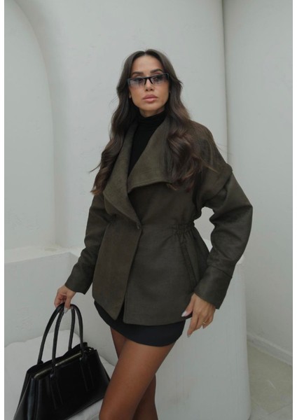 Büyük Yaka Lastikli Büzgü Detay Bele Oturan Tek Düğmeli Tasarım Pinterest Muadil Astarlı Nubuk Süet Premium Bol Kesim Mont Ceket modelleri