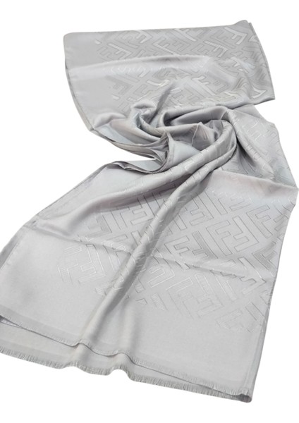 F Desen Ipek Jakarlı Şal Gümüş