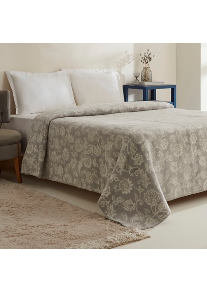 Glorinda Çift Kişilik Akrilik Battaniye Açık Gri