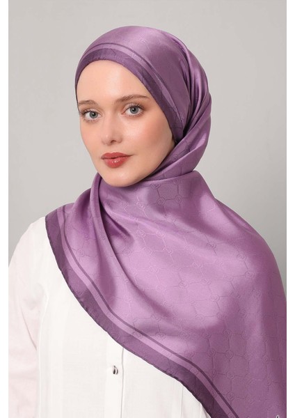 Mor Monogram Twill Ipek Eşarp