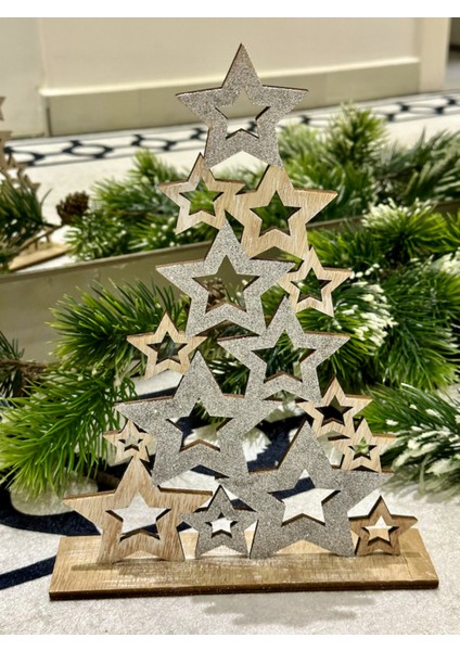 1 Adet Yıldız Ahşap Yılbaşı Süs Ağaç 30 cm fiyatları