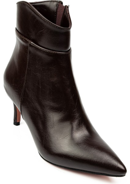 3848 Kahverengi Ince Topuk Kadın Bot